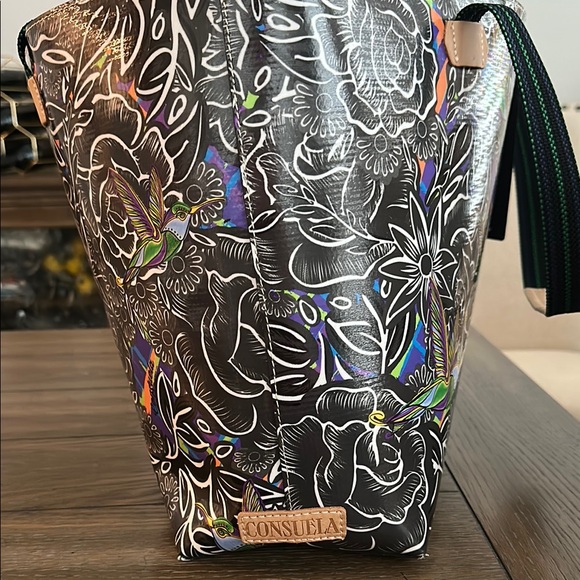 Consuela Black and Blue Tote Bag with Vibrant Design - Picture 5 of 11